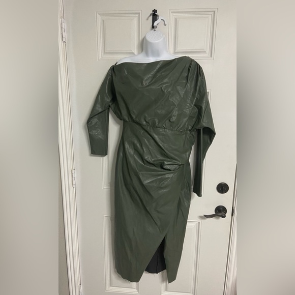 ASOS | Dresses | D4 Asos Forest Green Faux Leather One Shoulder Dress |  Poshmark